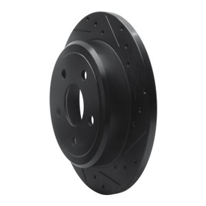 Jeep Commander Brake Rotor (1) - Rear Right - R1 Concepts - Drilled & Slotted - Black - `05-`10